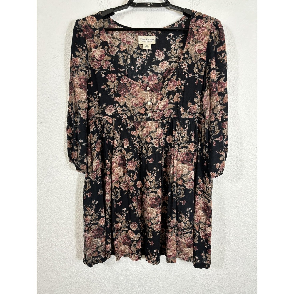 Denim & Supply Ralph Lauren Dress Womens Medium Floral Babydoll Pockets Boho‎